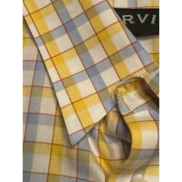 Large Orvis Wrinkle Free Button Down Shirt Yellow Check Windowpane Long Sleeve - Picture 10 of 13